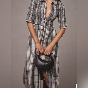 ANTHROPOLOGIE MAEVE “SHORT SLEEVE MIDI SMOCKED SHIRT DRESS” *LARGE *NWT $168.00